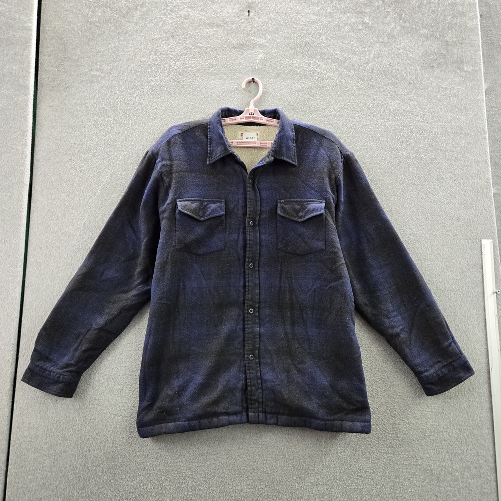 VINTAGE Quiksilver Men Jacket XL/TG Navy Wool Blend Fleece Flannel Lined READ